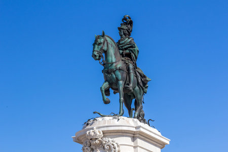 Statue of King Jose I. The King on his horse is symbolically crushing snakes on his path. It s...