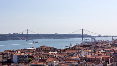 View from Sao Jorge Castle in Lisbon Portugal.のeditorial素材