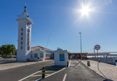 Belem seaport station in Lisbon, Portugal. Lisbon revolves around its strategic geographical position at the Tagus, the longest river in the Iberian Peninsula.のeditorial素材