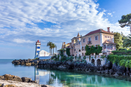 Santa Marta Lighthouse and Museum in Cascais, Portugalのeditorial素材