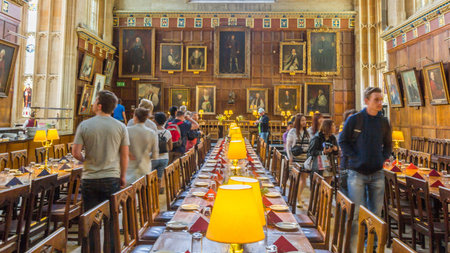 The great hall of Christ Church, University of Oxford, England. It is the center of college life where academic community congregates to dine each day.のeditorial素材