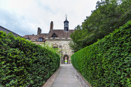 Fellows garden of Peterhouse which is the oldest college of the University of Cambridge, England. It was founded in 1284 by Hugo de Balsham and Bishop of Ely.のeditorial素材