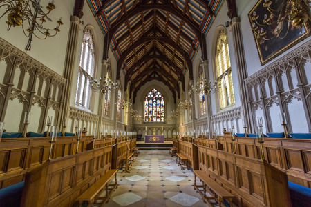 Interior of the Chapel of Corpus Christi College in the University of Cambridge in England. The current chapel was completed in 1827 along with the rest of New Court.のeditorial素材