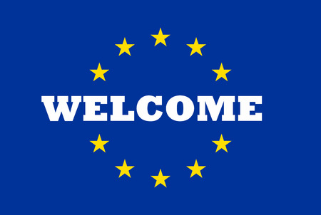 Welcome to European Union Massage on EU Flagの写真素材