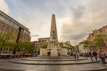 World war II National monument on Dam square. A national Remembrance of the Dead ceremony is held at the monument every year to commemorate the casualties of WW IIのeditorial素材
