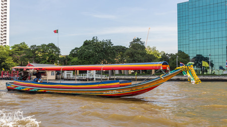 Express boats in Chao Phraya river in Bangkok, Thailand.のeditorial素材