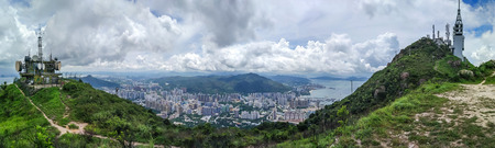View of Tuen Mun from Castle Peak in Hong Kongの写真素材