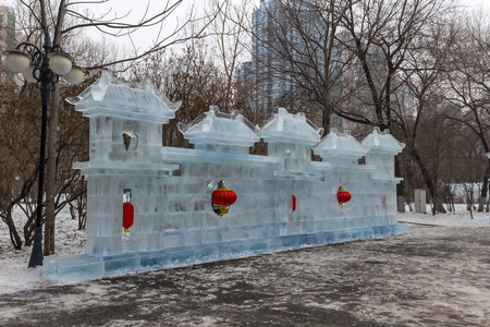 Harbin Ice & Snow World in Zhaolin Park, Daoli Qu, Haerbin Shi, Heilongjiang Sheng, Chinaのeditorial素材