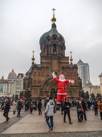 The Cathedral of the Holy Wisdom of God or Saint Sophia Cathedral in Harbin is a former Russian Orthodox church located in the central district of Daoli, Harbin City, China.のeditorial素材
