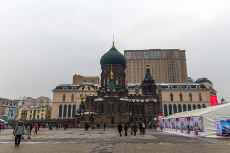 The Cathedral of the Holy Wisdom of God or Saint Sophia Cathedral in Harbin is a former Russian Orthodox church located in the central district of Daoli, Harbin City, China.のeditorial素材