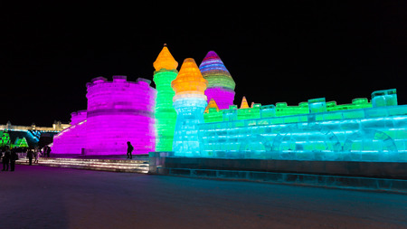 Harbin International Ice and Snow Sculpture Festival is an annual winter festival that takes place in Harbin. It is the largest ice and snow festival in the world.のeditorial素材
