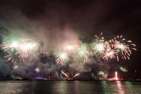Fireworks in Hong Kong, Chinaの写真素材