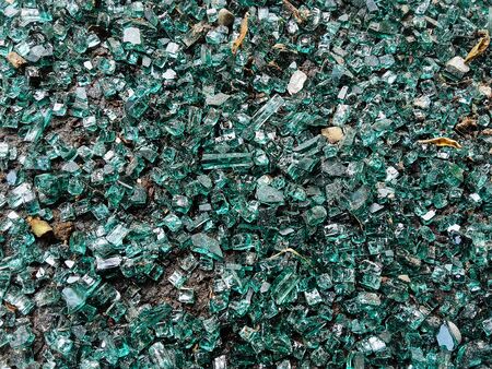 Car glass broken on the groundの写真素材