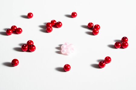 Plastic  toy balls  representing the concept of social distancing  or  closeness  group of people . Organizing groups of people in public after leaving the quarantine of covid-19. Ethnic separationの写真素材