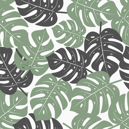 Monstera Leaves Seamless Pattern. Tropical vector texture.のイラスト素材