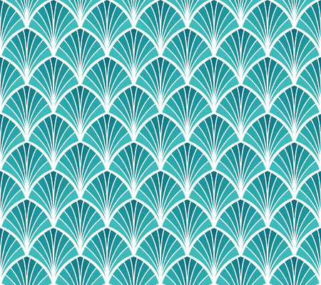 Abstract Decorative Tile Geometric Ginkgo Seamless Pattern Floral background in blueのイラスト素材