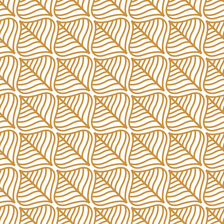 Classic Leaves Art Deco Seamless Pattern. Geometric Leaf Stylish Texture. Abstract Feather Retro Vector Texture.のイラスト素材