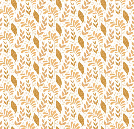 Vector Seamless Floral Pattern. Decorative Plant Background. Fabric Ornament texture with leaves and flowers.のイラスト素材