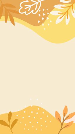 Abstract floral vector modern stories background. Hand-drawn leaves template.のイラスト素材