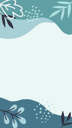 Abstract floral vector modern stories background. Hand-drawn leaves template.のイラスト素材