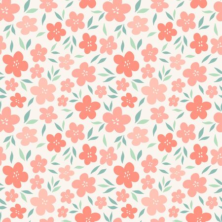 Trendy flowers seamless pattern. Small vector floral background illustration. Spring floral texture for fabric, fashion print and wallpaper.のイラスト素材