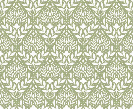 Modern floral art deco seamless pattern. Vector damask illustration with leaves. Decorative botanical background.のイラスト素材
