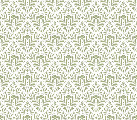Modern floral art deco seamless pattern. Vector damask illustration with leaves. Decorative botanical background.のイラスト素材