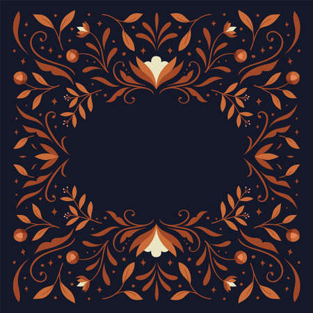 Vector modern floral arrangement background. Cute delicate botanical illustration with leaves and plants.のイラスト素材