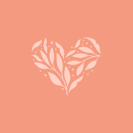 Vector floral elements design. Cute illustration with leaves. Modern template for social media, print, product, emblem.のイラスト素材