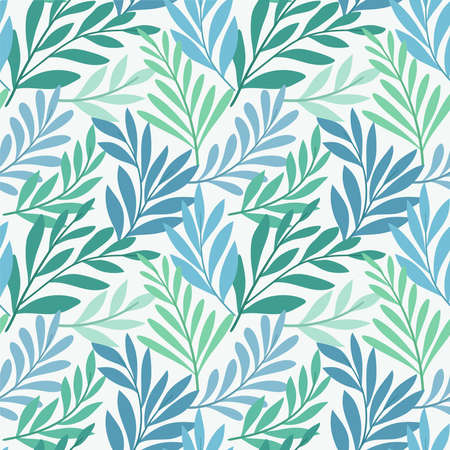 Vector hand drawn leaves seamless pattern. Abstract trendy floral background. Repeatable texture.のイラスト素材