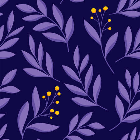 Vector hand drawn leaves seamless pattern. Abstract trendy floral background. Repeatable texture.のイラスト素材