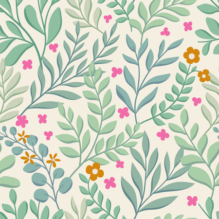 Floral seamless pattern. Hand drawn flowers vector illustration.のイラスト素材
