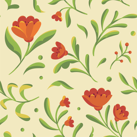 Cute vector floral seamless pattern. Colorful flowers background. Trendy repeat texture for fashion print, wallpaper or fabric.のイラスト素材