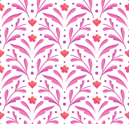 Modern floral art deco seamless pattern. Vector damask illustration with leaves. Decorative botanical background.のイラスト素材