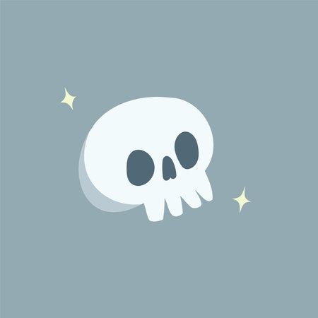 Skull flat icon. Halloween vector illustration. Cute cartoon style.のイラスト素材