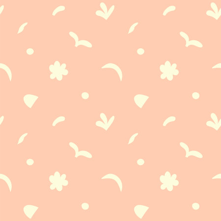 Seamless pattern with flowers and leaves. Hand drawn vector background.のイラスト素材