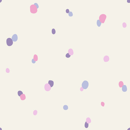 Seamless vector pattern with hand drawn polka dots in pastel colorsのイラスト素材