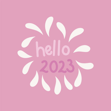 Hello 2023. Greeting card, poster, banner template.のイラスト素材