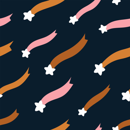 Seamless pattern with ribbons and stars. Vector illustration.のイラスト素材
