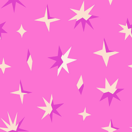 Seamless pattern with stars on pink background. Vector illustration.のイラスト素材