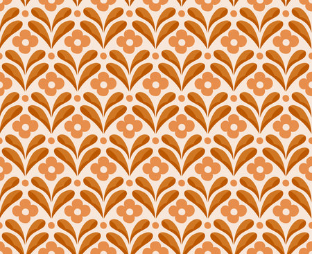 Seamless pattern with decorative elements. Vector illustration in retro style.のイラスト素材