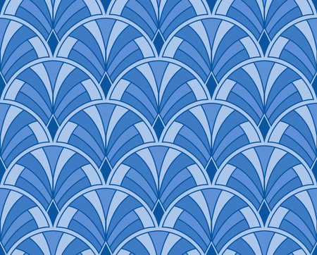 Seamless vector pattern. Modern geometric ornament with repeating elements. Blue and white backgroundのイラスト素材