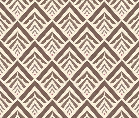 Seamless pattern with tribal motifs in brown and beige colorsのイラスト素材