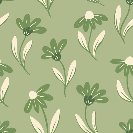 Seamless pattern with camomiles. Floral background.のイラスト素材