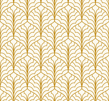 Seamless pattern with golden ornament on white background. Vector illustration.のイラスト素材