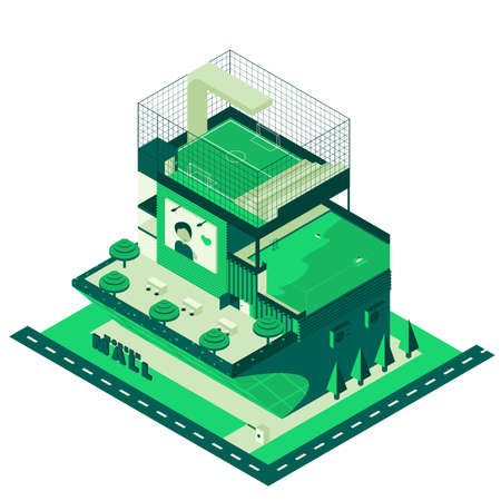 Isometric building design for imaging a new concept of building.のイラスト素材
