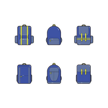 back to school bagpack series. Easy to use, edit, and recolor.のイラスト素材