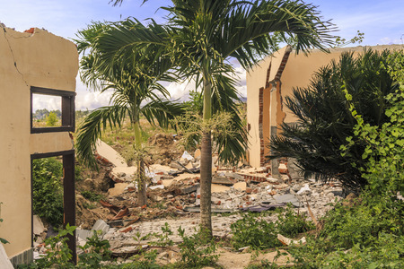 severe damage from earthquake and liquefaction natural disasters in Petobo village, Palu city, Central Sulawesi, indonesiaの写真素材