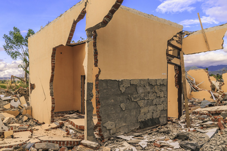 severe damage from earthquake and liquefaction natural disasters in Petobo village, Palu city, Central Sulawesi, indonesiaの写真素材