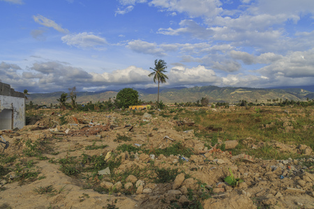 severe damage from earthquake and liquefaction natural disasters in Petobo village, Palu city, Central Sulawesi, indonesiaの写真素材